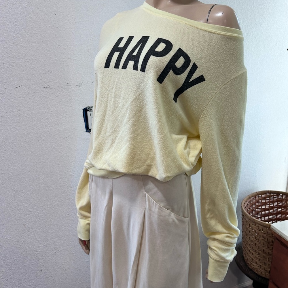 Wildfox Yellow 'HAPPY' Sweatshirt - Picture 6 of 12